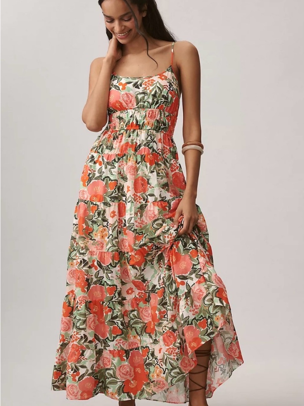 Hutch Hutton Sleeveless Square-Neck Tiered Maxi Dress- Size Large  NWT